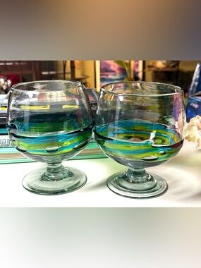 VTG. Handblown in Mexico Using Recycled Glass And using Fused Glass Accents